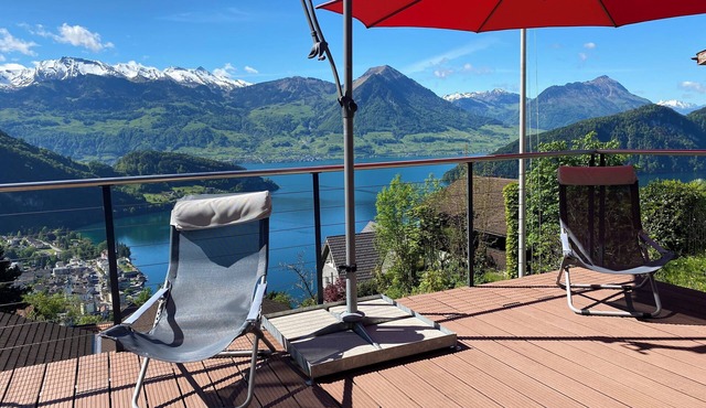 Magnificent mountain & lake views on the Rigi. At the famous mountain railroad in Vitznau