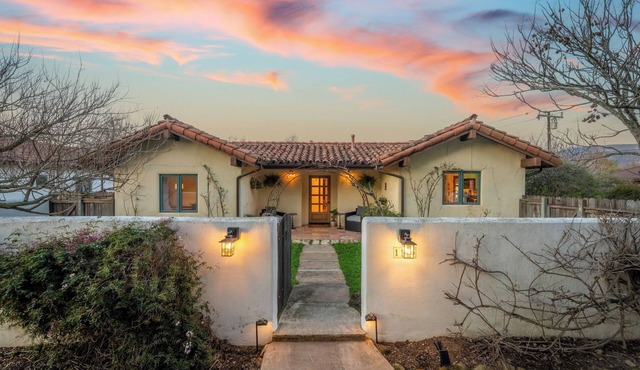 Spanish Farmhouse Retreat | Gardens + Fireplace in Santa Barbara